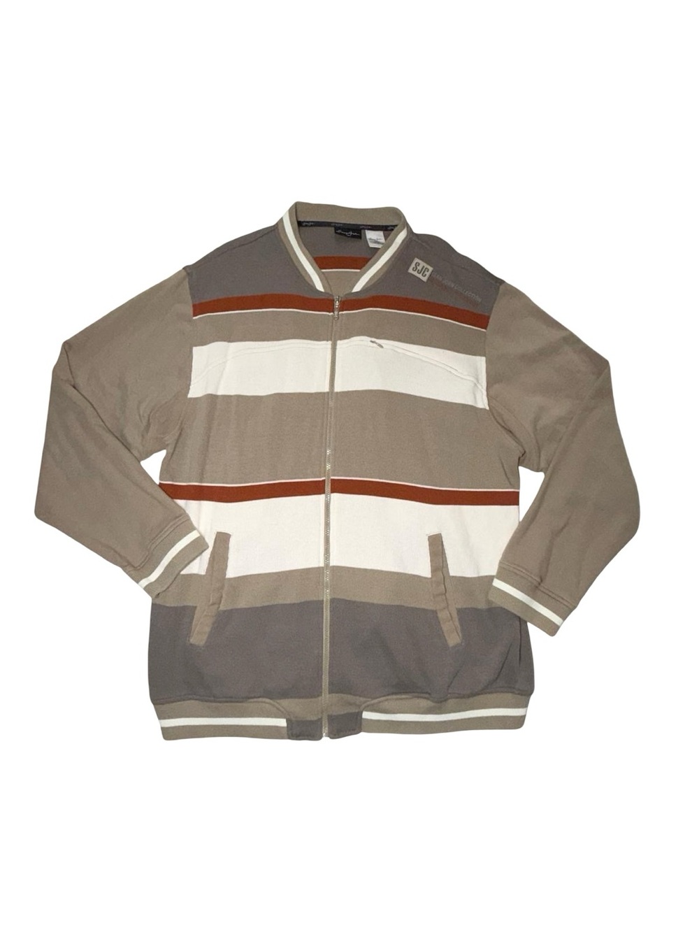Sean John Vintage Y2K Hip Hop Striped Full Zip Bomber Track Jacket Sweatshirt